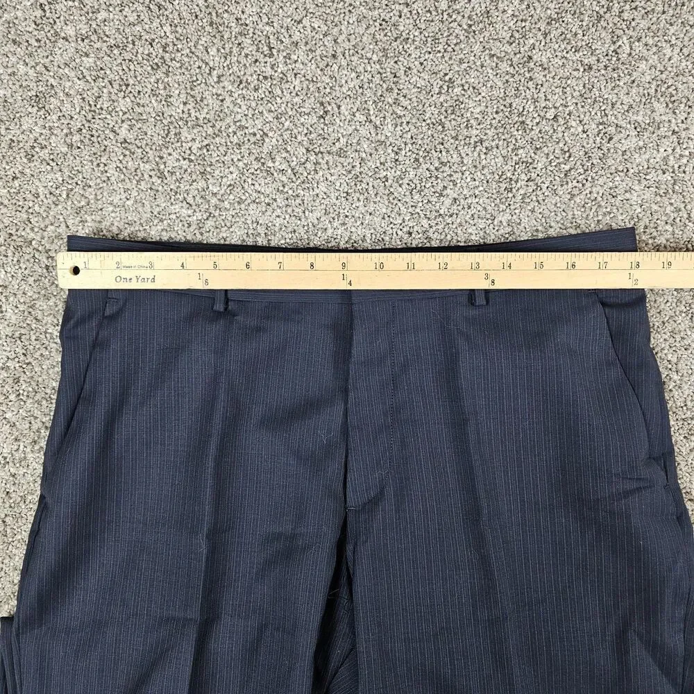 Banana Republic Pants Men 36x32 Navy Blue Wool Stripes Flat Front Trouser Slacks